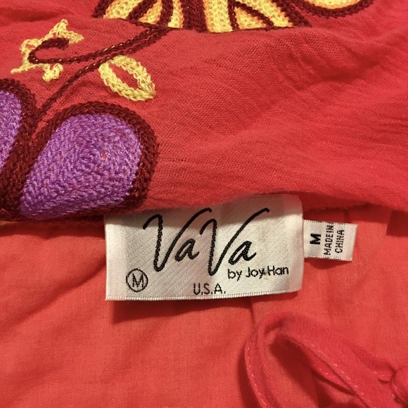 VaVa Joy Han Coral Floral Fringe Top - FUN!  Med - Picture 7 of 7